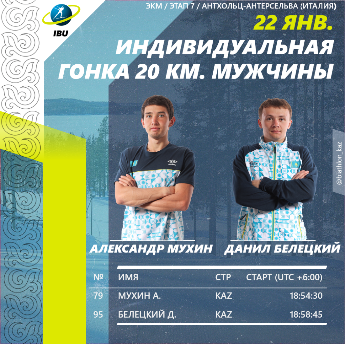 Антхольц-Антерсельва қаласында өтіп жатқан ӘК 7-ші кезеңі,ерлер арасындағы жекелеген жарысқа қатысушылар тізімі Антхольц-Антерсельва қаласында өтіп жатқан ӘК 7-ші кезеңі,ерлер арасындағы жекелеген жарысқа қатысушылар тізімі
